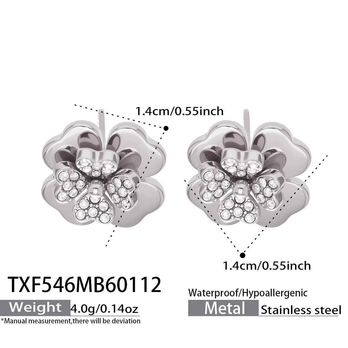 Mystery Stainless Steel Three Dimensional Five Leaf Clover Zircon Pendant Necklace 18k Gold Plated Bamboo Chain European