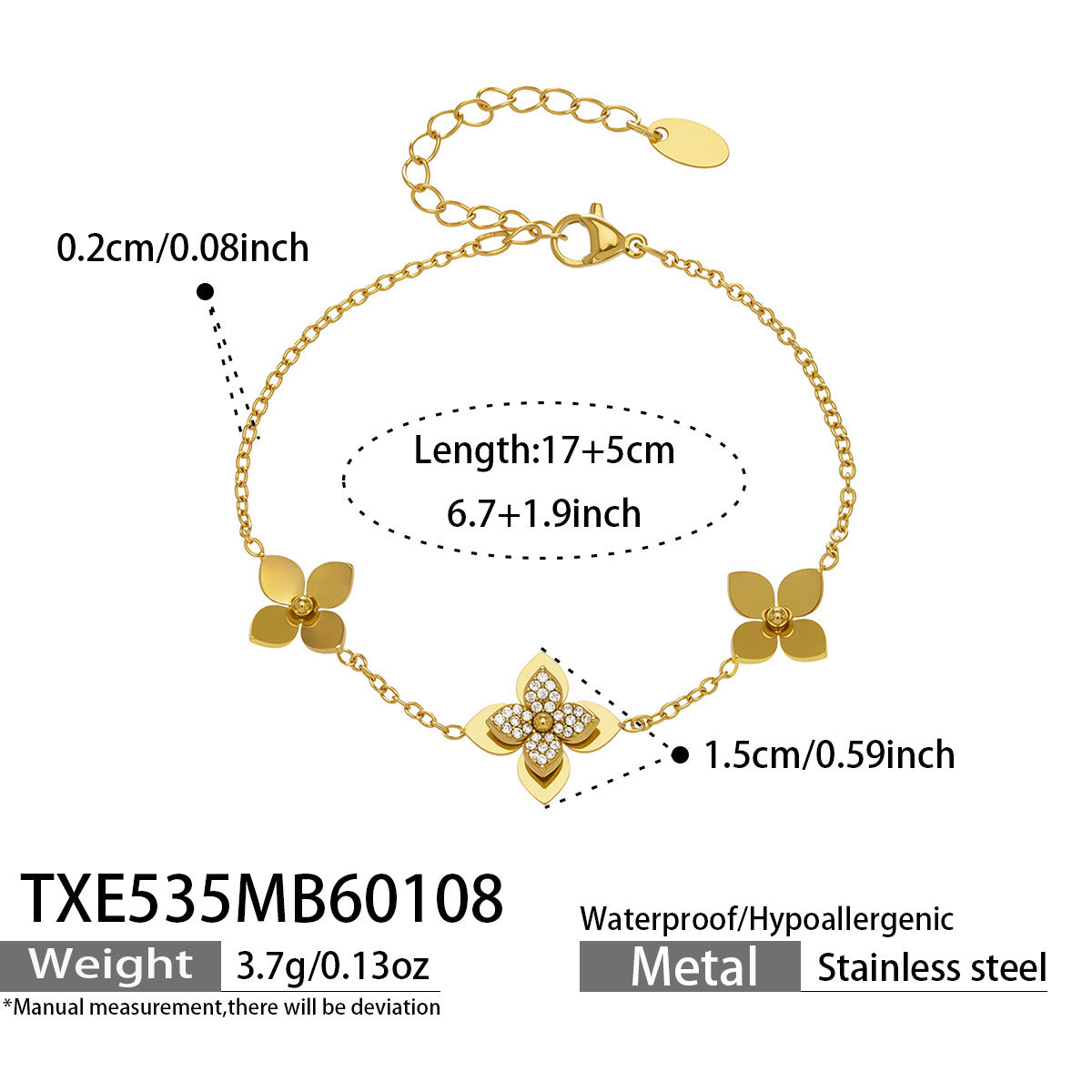 Fashion Stainless Steel 3D FIve Jewelry Set PVD Gold Plated Complete Gift Set