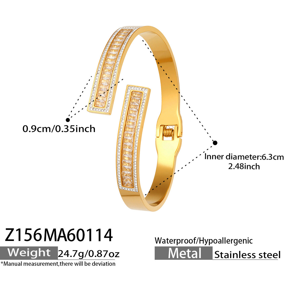 Fashion  Zirconia Daisy Tennis Stainless Steel Flash Shiny Row Diamond Cartilage Cuff Bangle Gift for Her