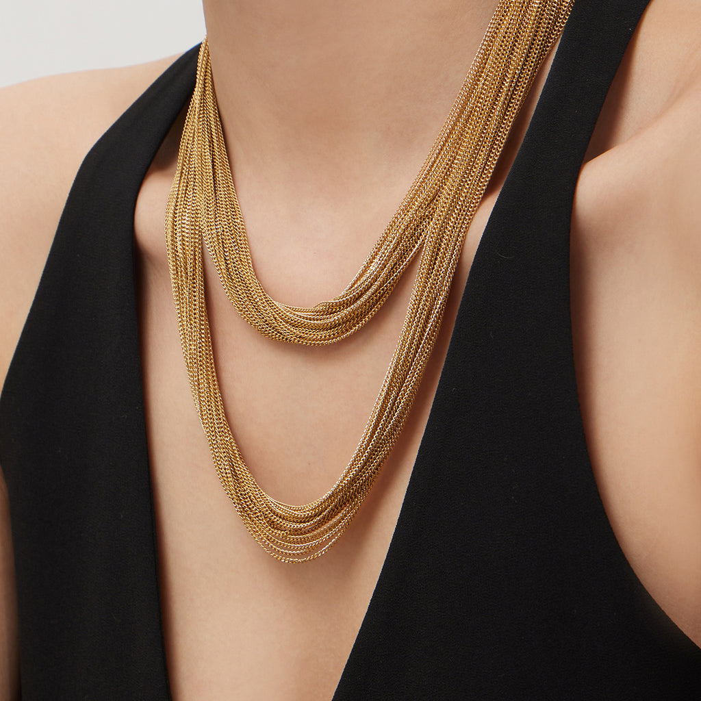 Bold Geometric Multilayer Choker Necklace Set Stainless Steel Gothic Stacking Jewelry for Women