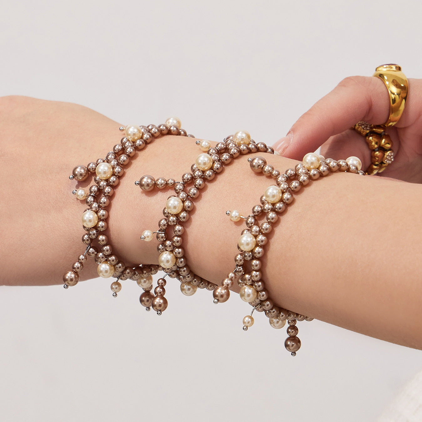 2026 Fashion  Crystal Pearl Beaded Stainless Steel  Handmade with Tassel Boho Chic Dainty Jewelry Gift for Women