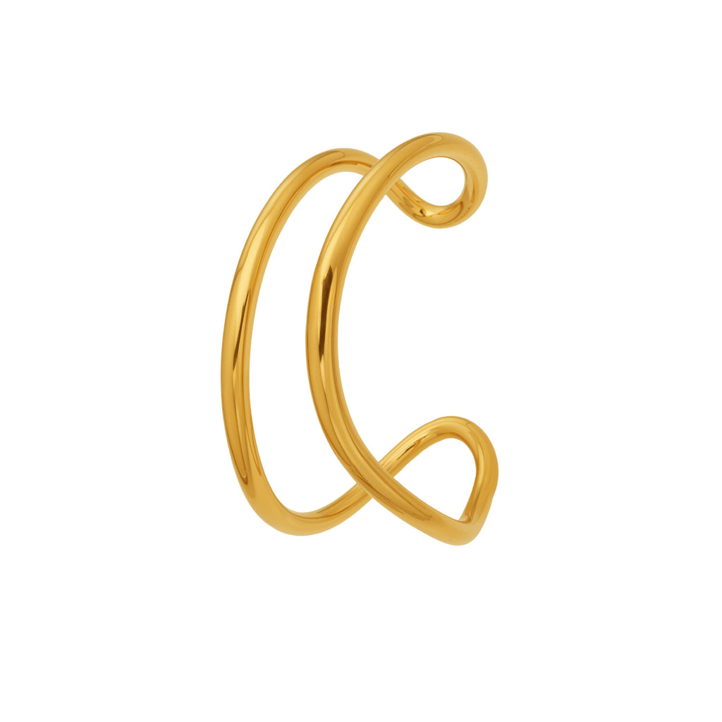 Mystery Cross-border Simple Irregular Line C-shaped Open Stainless Steel Bracelet Plated 18k Real Gold Niche Personality Gone