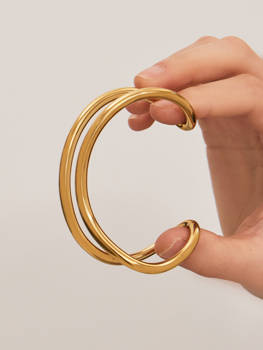 Mystery Cross-border Simple Irregular Line C-shaped Open Stainless Steel Bracelet Plated 18k Real Gold Niche Personality Gone