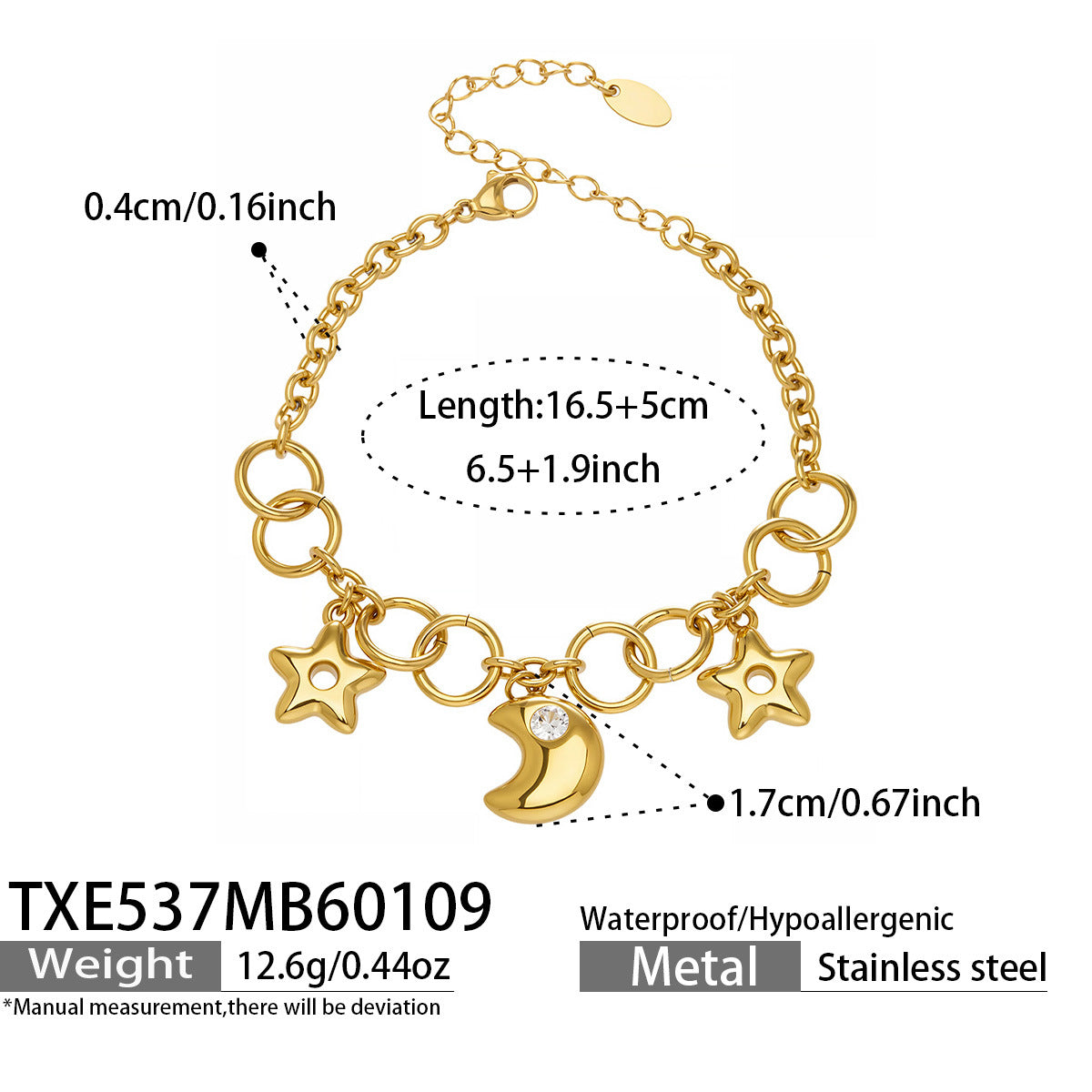 Star Moon Jewelry Set Zodiac Necklace and Bracelet 5A Cubic Zirconia in Stainless Steel Luxury Fashion Set