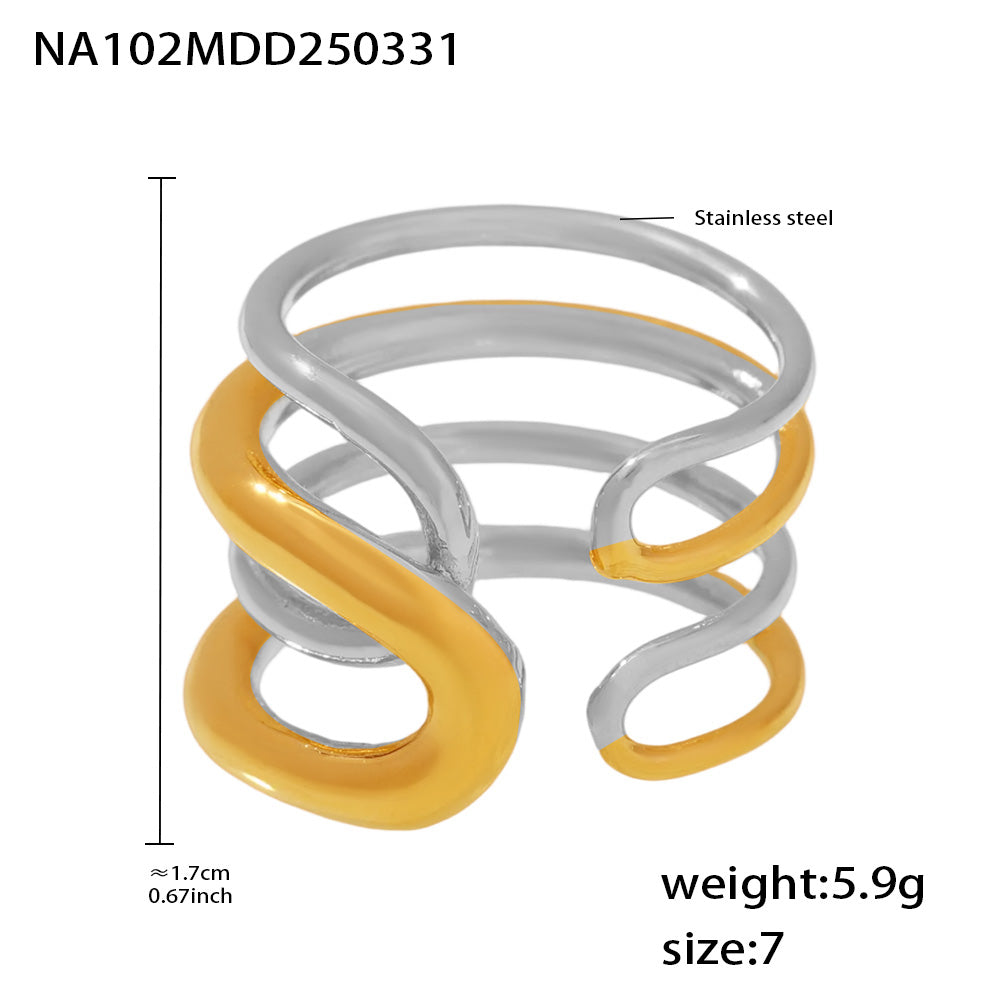 Fashion Simple Design Pattern PVD Gold Plated Stainless Steel Shiny Surface Stainless Steel Rings for Women
