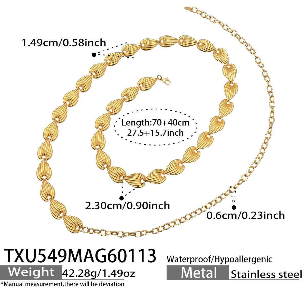 Hot Sale Watermelon Heart Pattern Waist Chain  Necklace Set Stainless Steel Gothic Geometric Jewelry  Trendy Women Gift