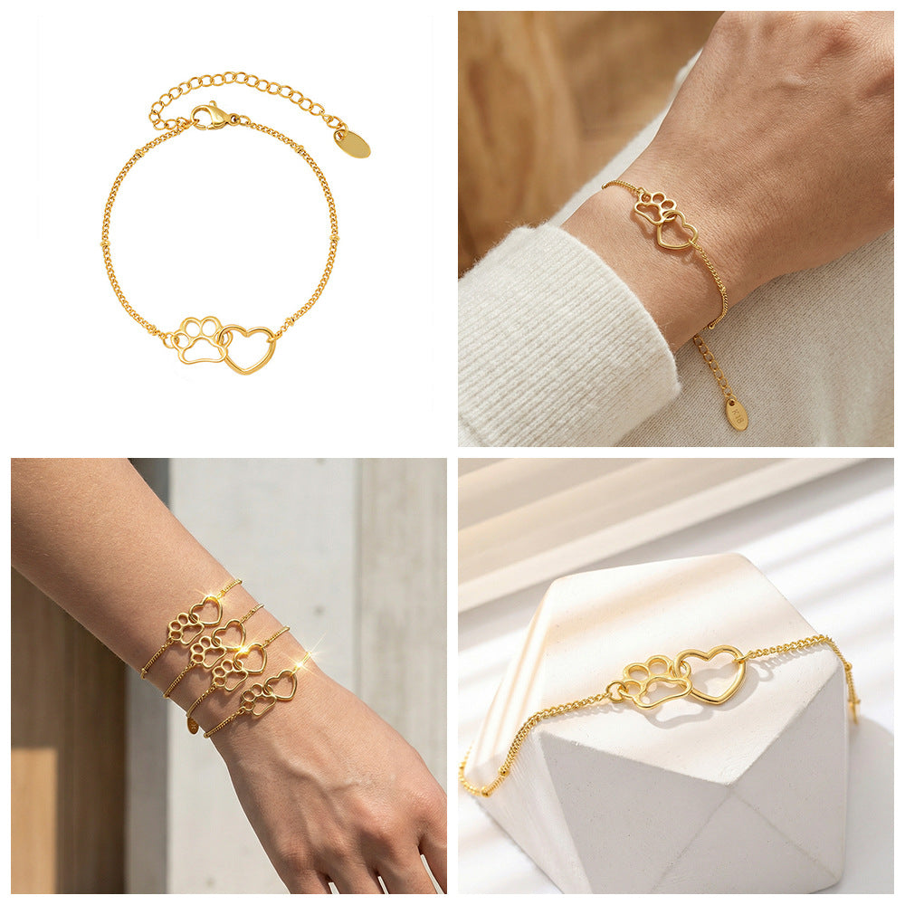 Fashion Classic 18K Gold Plated Cute and Stylish Lovely Stainless Steel Bracelet for Little Girls Fashion Jewelry Accessories