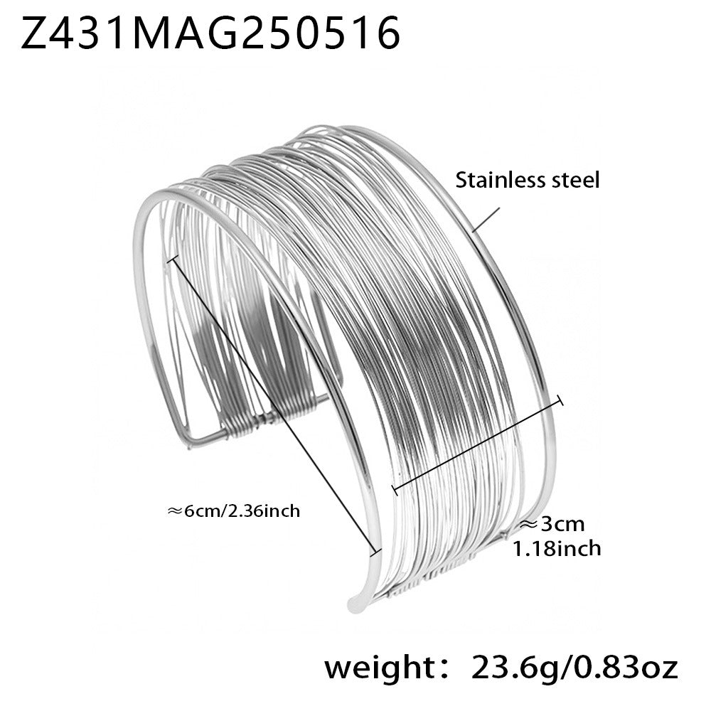 Designer Stainless Steel Gold Plated Chunky Cuff Bracelet Fashion Jewelry Bangle
