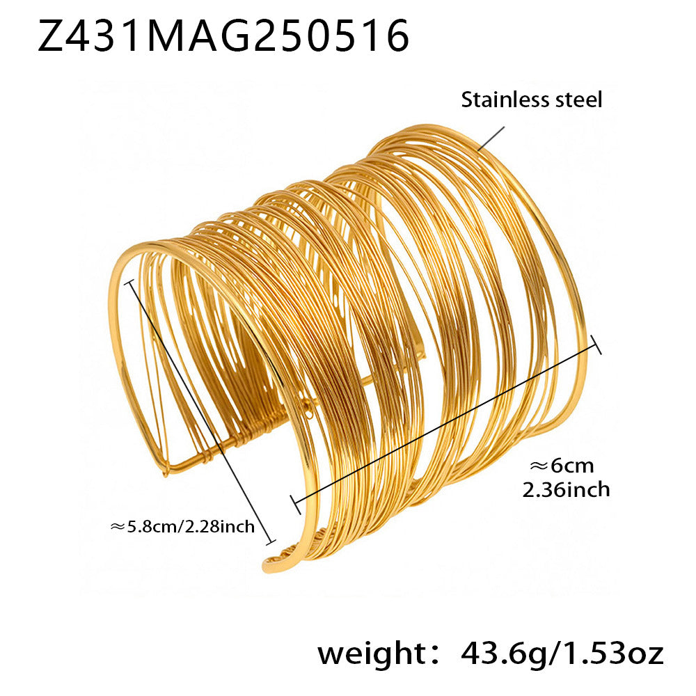 Designer Stainless Steel Gold Plated Chunky Cuff Bracelet Fashion Jewelry Bangle