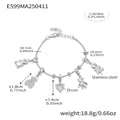 Trendy Gold-Plated True Gold Stainless Steel Charm Bracelet Cute Style with Heart Bear Zircon Valentine's Day Party Gift