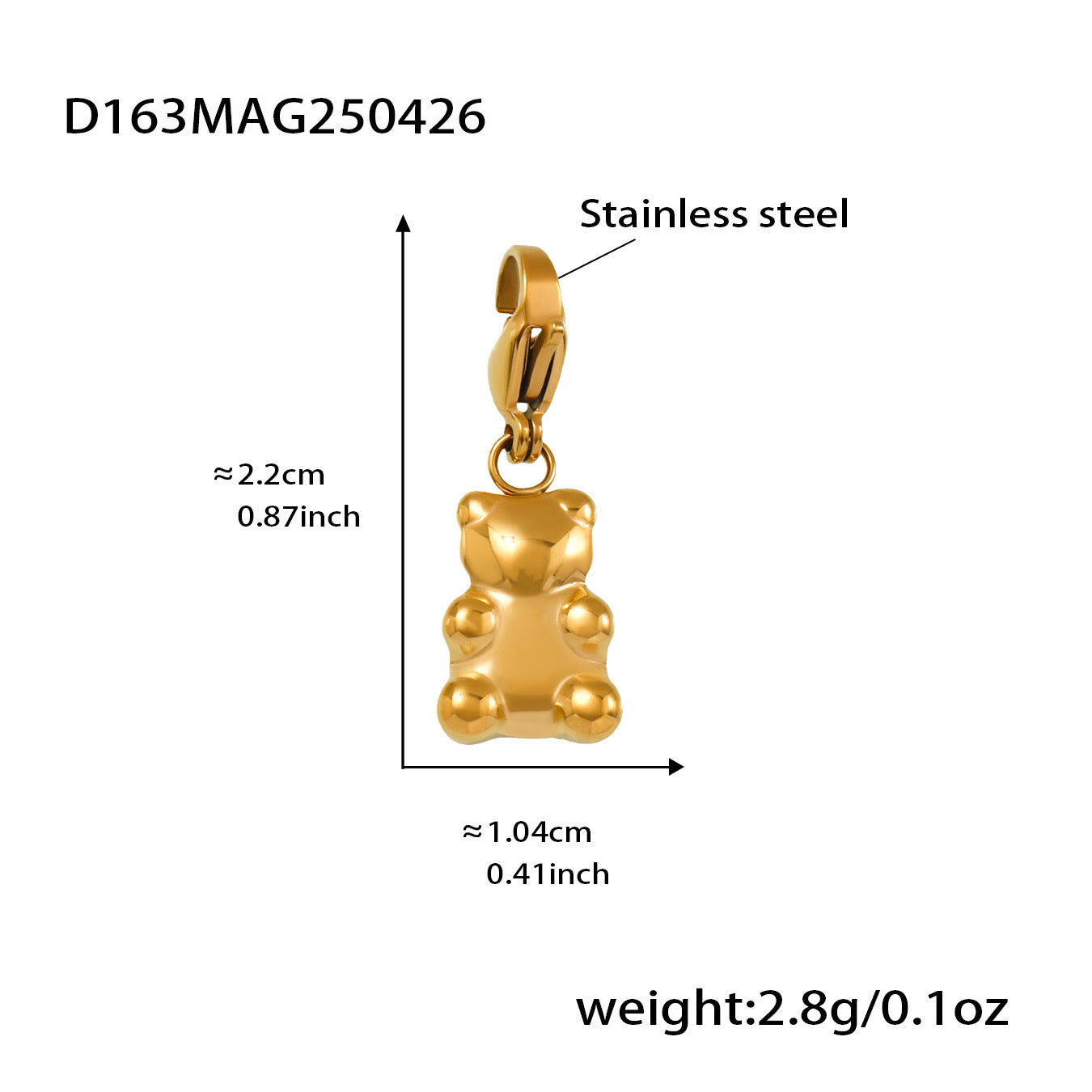 Trendy Gold-Plated True Gold Stainless Steel Charm Bracelet Cute Style with Heart Bear Zircon Valentine's Day Party Gift