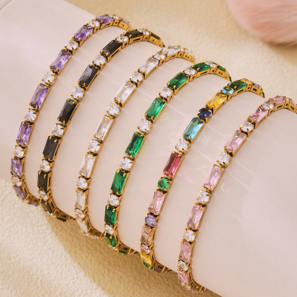 High Quality 18K True Gold PVD Plated Stainless Steel Bracelet Zircon Fashionable Trendy Summer Jewelry for Girls Factory