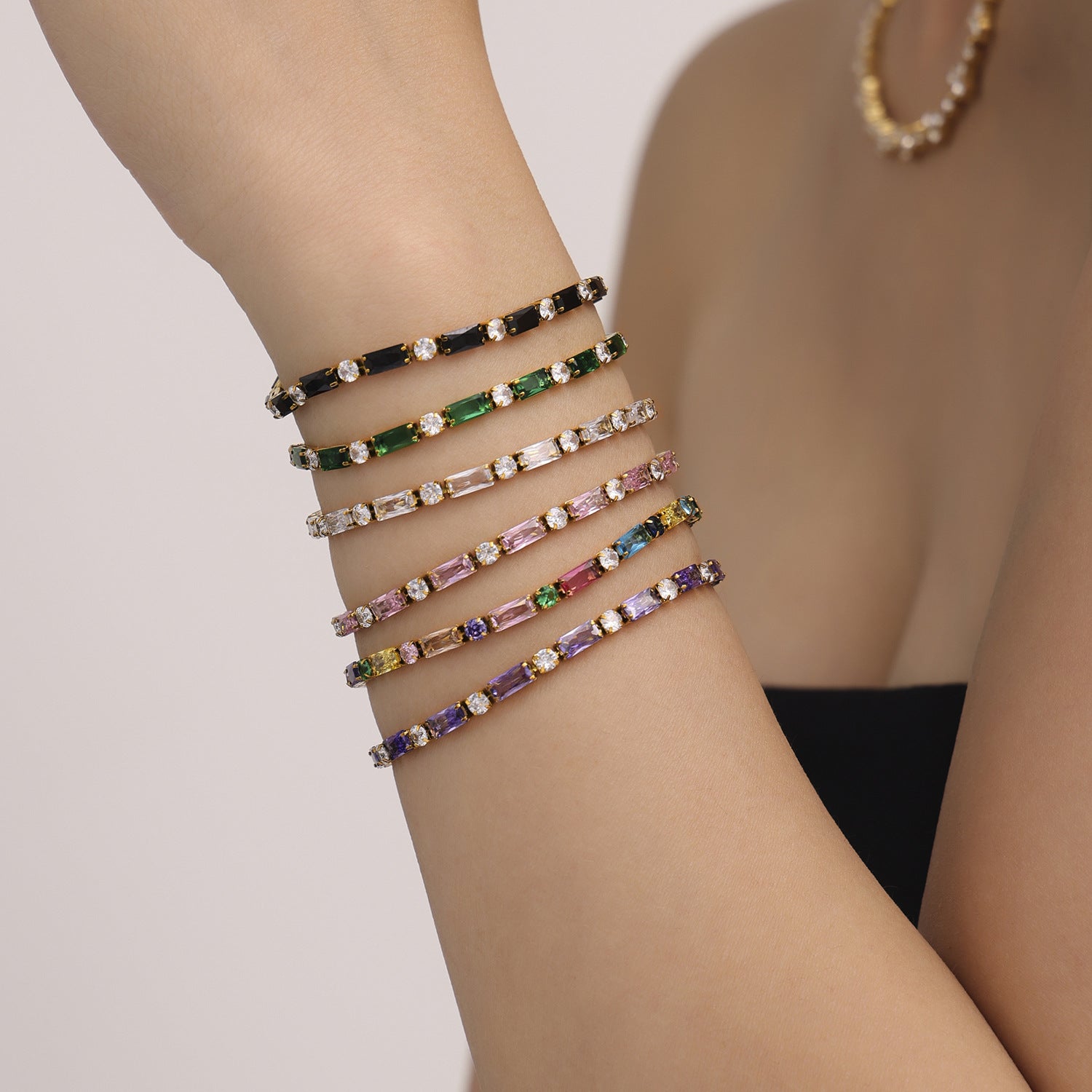High Quality 18K True Gold PVD Plated Stainless Steel Bracelet Zircon Fashionable Trendy Summer Jewelry for Girls Factory
