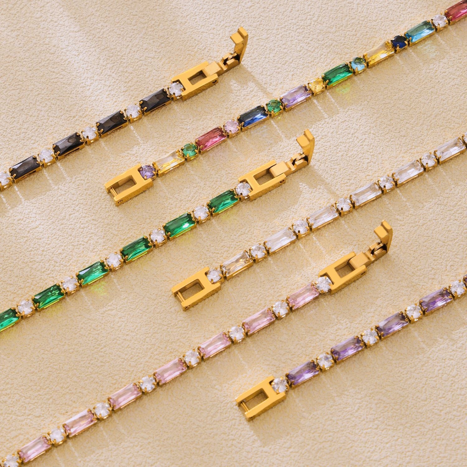 High Quality 18K True Gold PVD Plated Stainless Steel Bracelet Zircon Fashionable Trendy Summer Jewelry for Girls Factory
