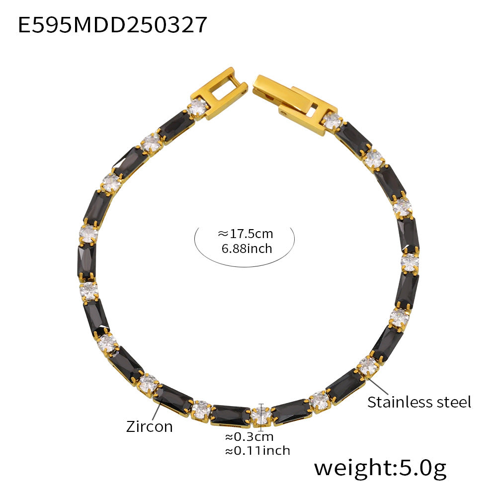 High Quality 18K True Gold PVD Plated Stainless Steel Bracelet Zircon Fashionable Trendy Summer Jewelry for Girls Factory