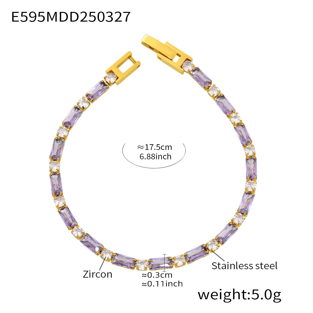 High Quality 18K True Gold PVD Plated Stainless Steel Bracelet Zircon Fashionable Trendy Summer Jewelry for Girls Factory