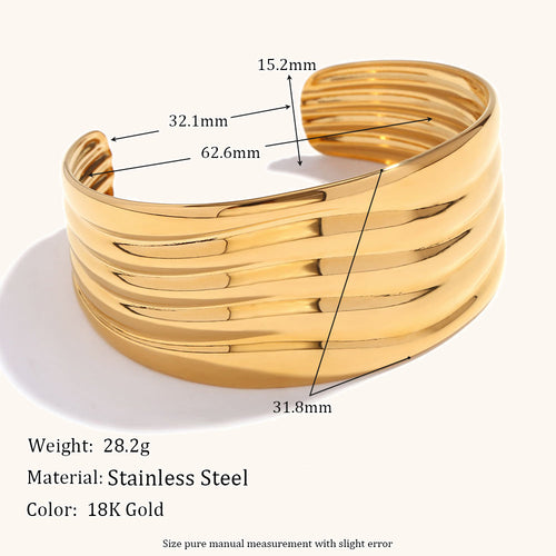 Best-Selling DB02172 Women's Designer Stainless Steel Punk Style 18K Gold/Silver Plated Chunky Bangles Fashion Jewelry