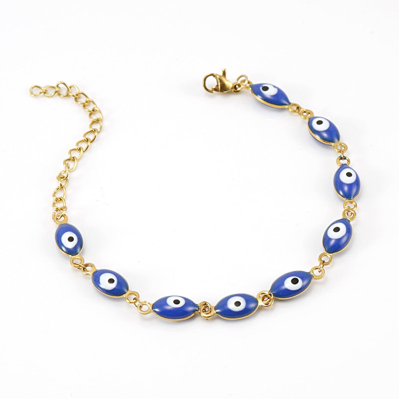 ZB02 Fashionable Eye Bracelet Gold Plating Trendy Chain & Link Stainless Steel Jewelry for Gift