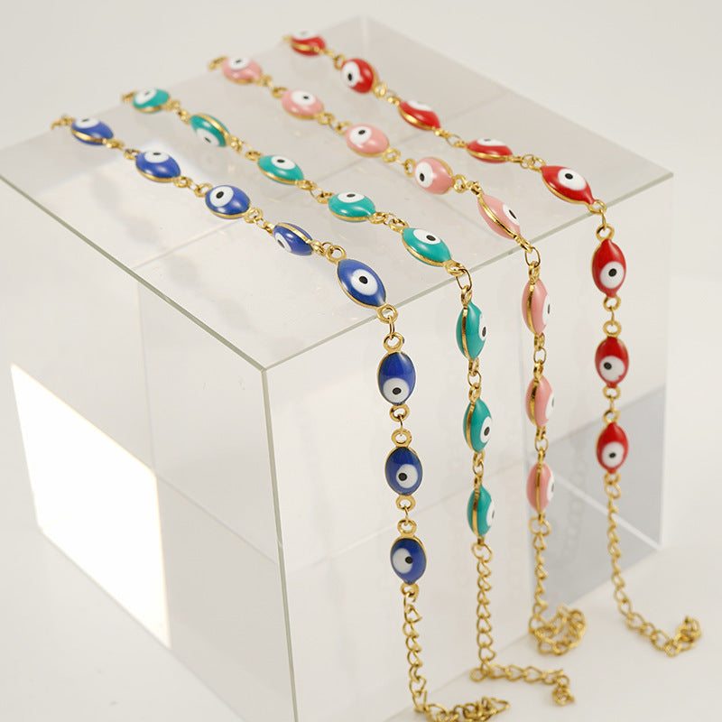 ZB02 Fashionable Eye Bracelet Gold Plating Trendy Chain & Link Stainless Steel Jewelry for Gift