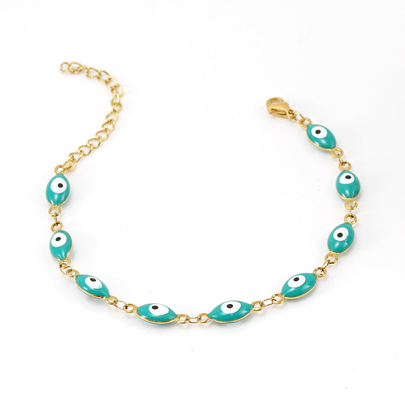 ZB02 Fashionable Eye Bracelet Gold Plating Trendy Chain & Link Stainless Steel Jewelry for Gift