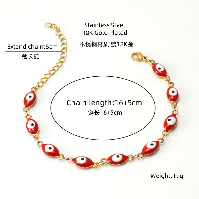 ZB02 Fashionable Eye Bracelet Gold Plating Trendy Chain & Link Stainless Steel Jewelry for Gift