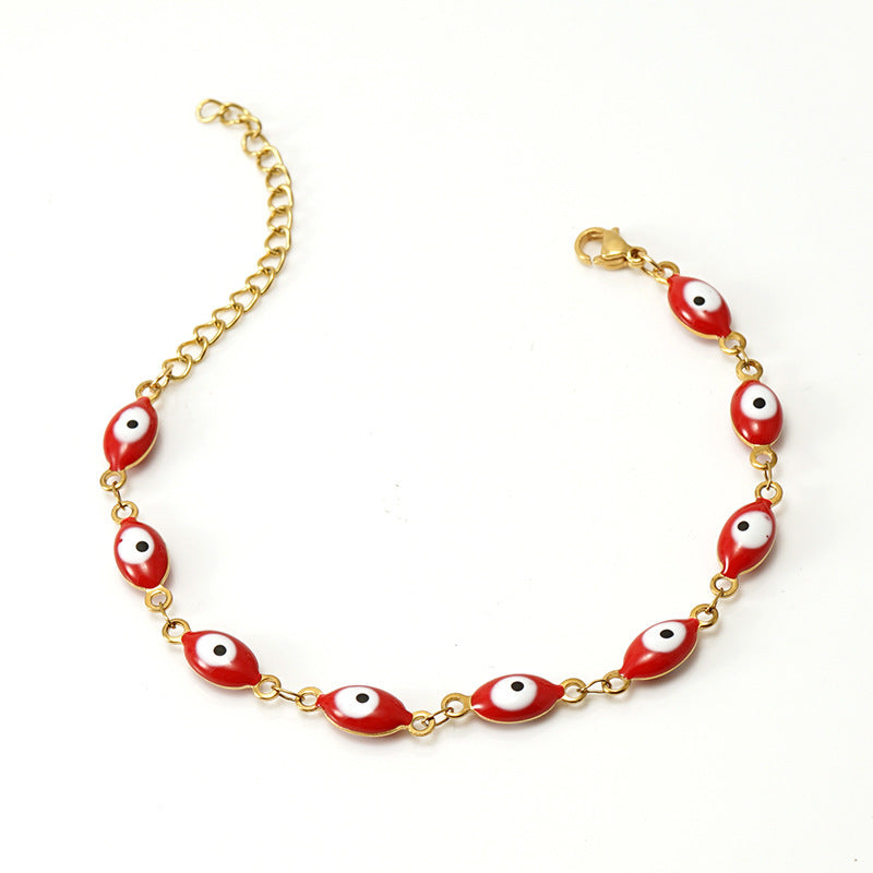 ZB02 Fashionable Eye Bracelet Gold Plating Trendy Chain & Link Stainless Steel Jewelry for Gift