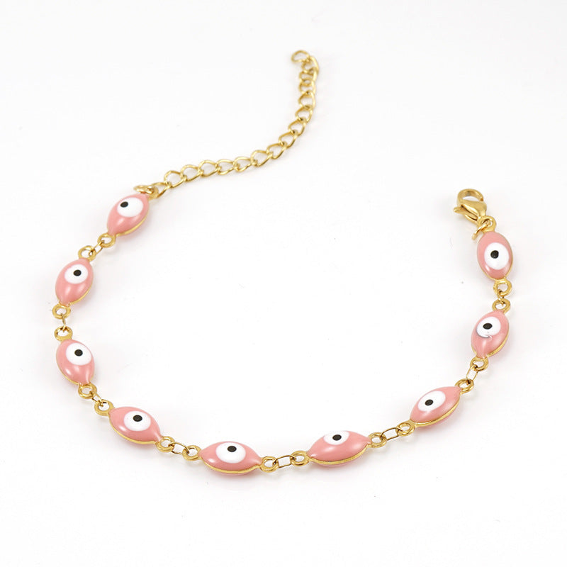 ZB02 Fashionable Eye Bracelet Gold Plating Trendy Chain & Link Stainless Steel Jewelry for Gift