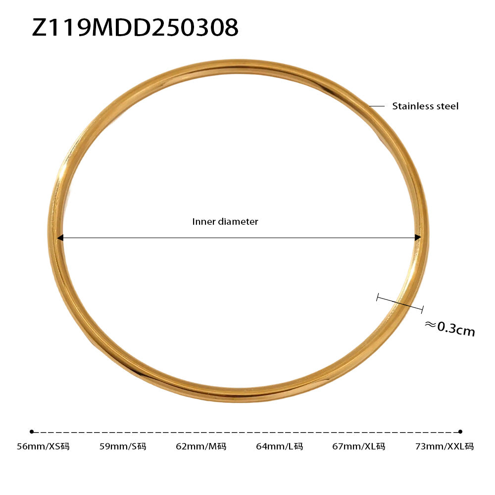 18K Gold Plated Waterproof Hypoallergenic Simple Bangle Non-Tarnish Stainless Steel Fashion Jewelry Bracelets