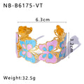 Chunky Stainless Steel 18K Gold Plated Women's Fashion Jewelry Cuff Bracelets Colorful Enameling Bangle Gift