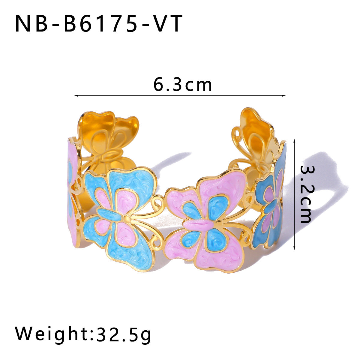 Chunky Stainless Steel 18K Gold Plated Women's Fashion Jewelry Cuff Bracelets Colorful Enameling Bangle Gift