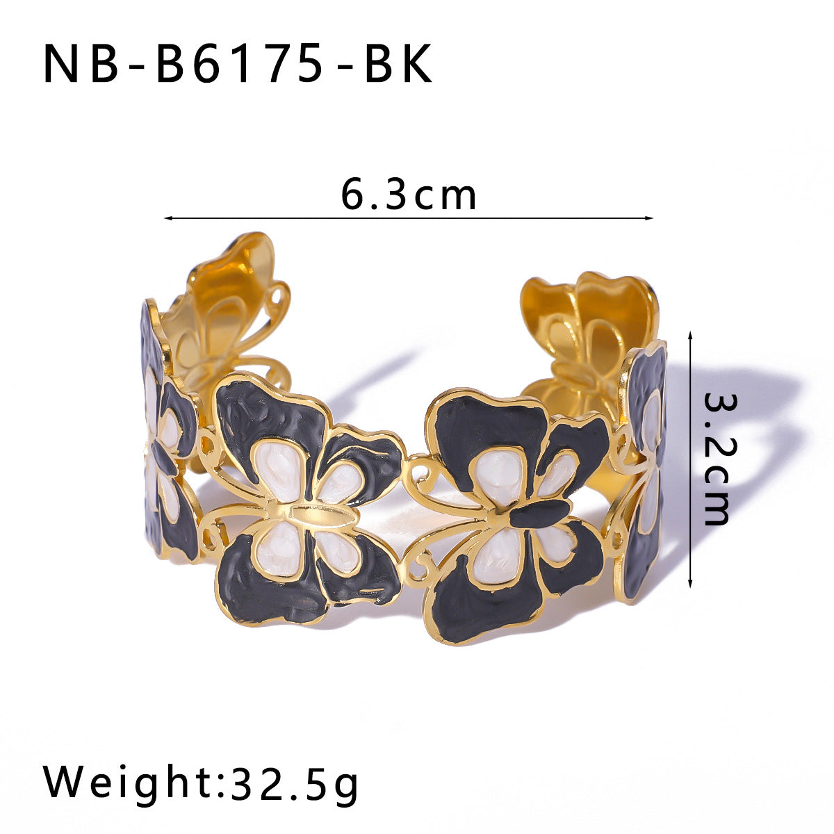 Chunky Stainless Steel 18K Gold Plated Women's Fashion Jewelry Cuff Bracelets Colorful Enameling Bangle Gift