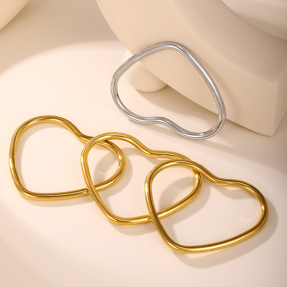 MB02171 Simple Style Stainless Steel Women's Fashion Cuff Bracelets in Gold & Silver Vacuum Plating Options