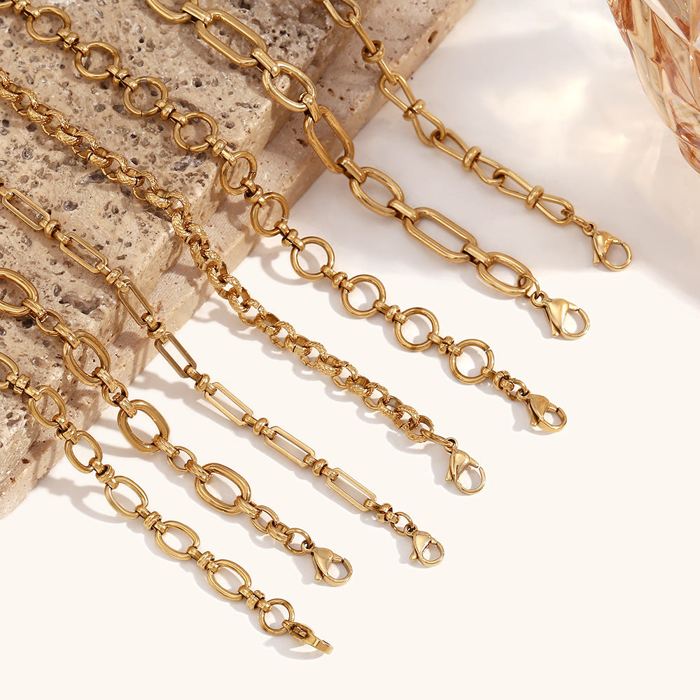 DB02074 Stainless Steel Chain Bracelet Multiple Designs 18K True Gold & Silver PVD Plated Fashion Cuff Jewelry