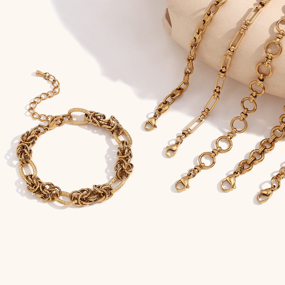 DB02074 Stainless Steel Chain Bracelet Multiple Designs 18K True Gold & Silver PVD Plated Fashion Cuff Jewelry