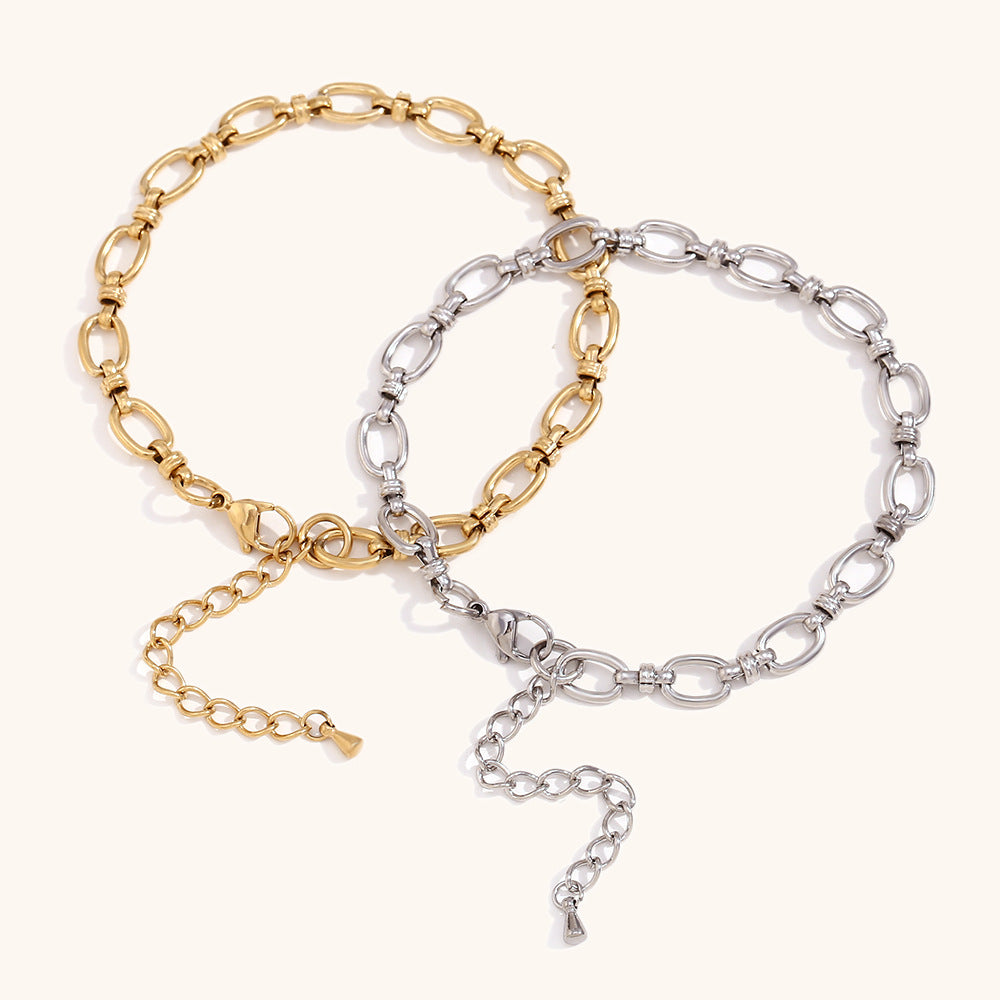 DB02074 Stainless Steel Chain Bracelet Multiple Designs 18K True Gold & Silver PVD Plated Fashion Cuff Jewelry