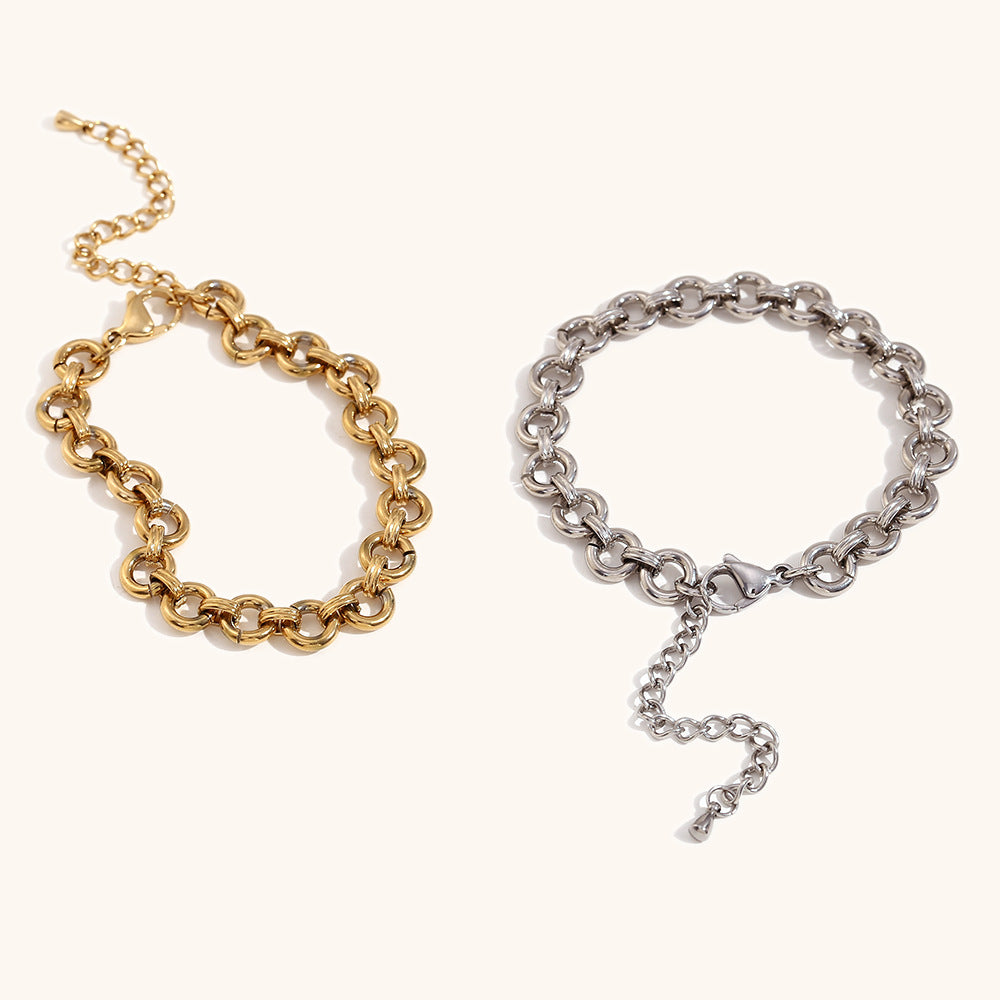 DB02074 Stainless Steel Chain Bracelet Multiple Designs 18K True Gold & Silver PVD Plated Fashion Cuff Jewelry