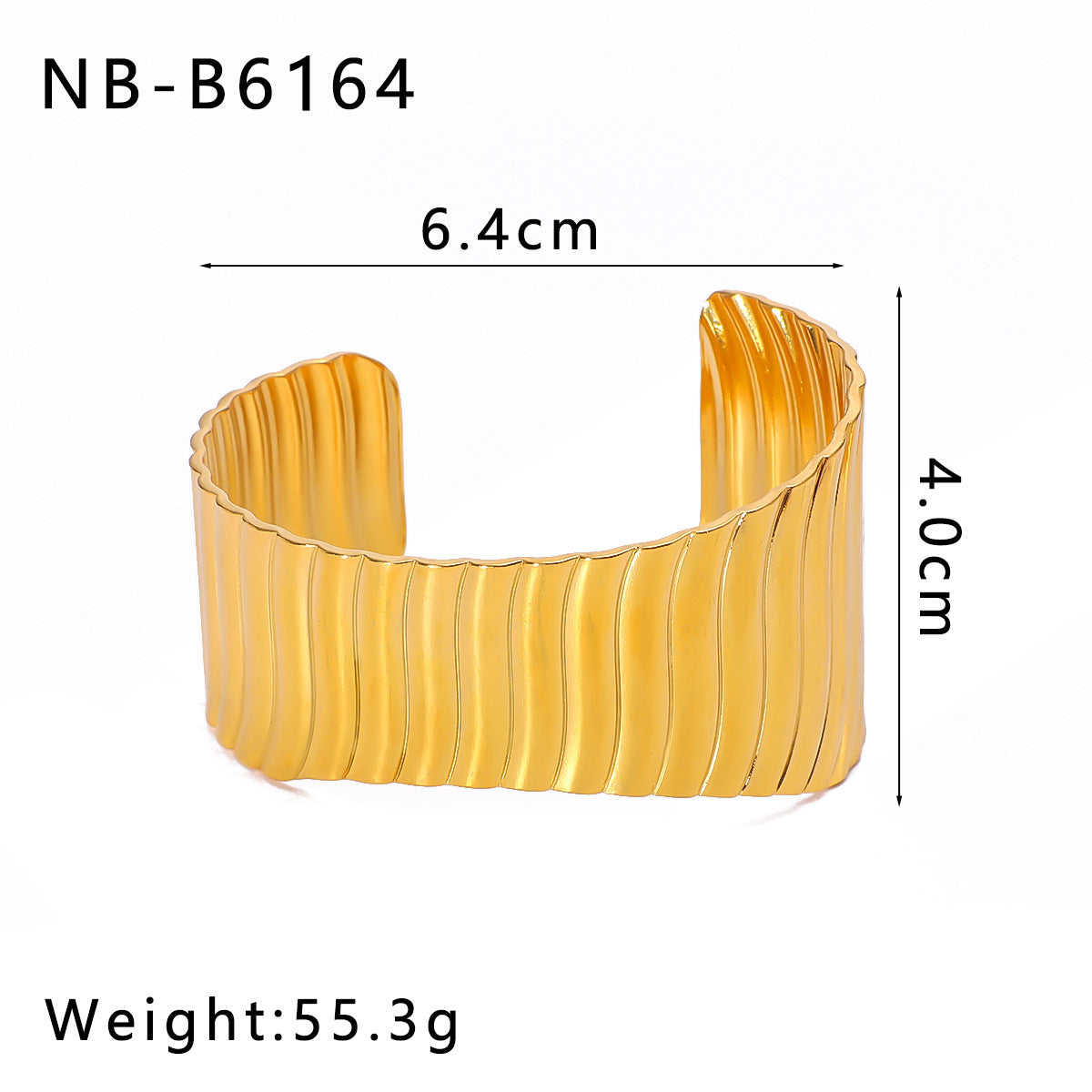Chunky Stainless Steel 18K True Gold Plated Cute Open Cuff Bracelets & Bangles Fashion Jewelry for Girls-Gift