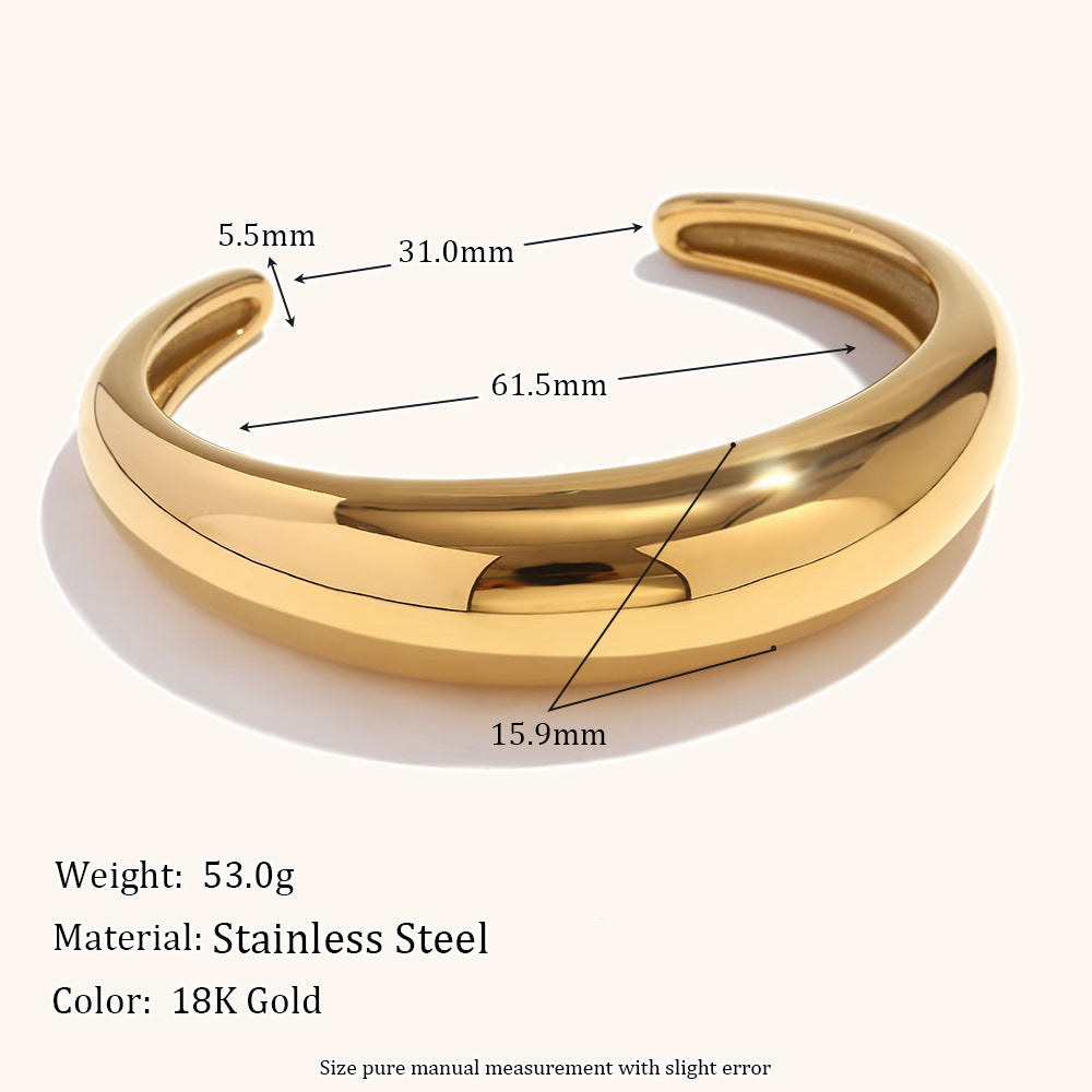 DB02071 Chunky Cuff Bracelet Stainless Steel 18K Gold PVD Fashion Accessory