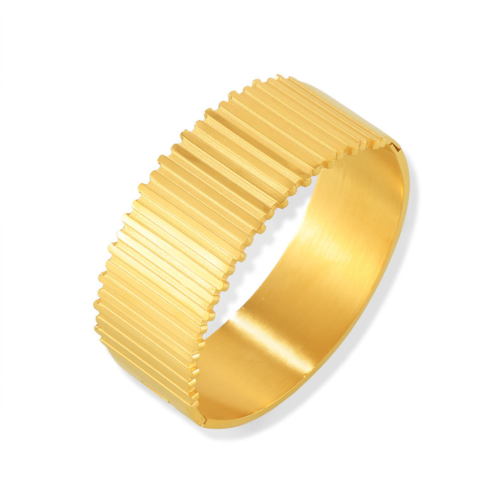 M01225B Stainless Steel Wide Chunky Cuff Bracelet Fashion Jewelry for Girls