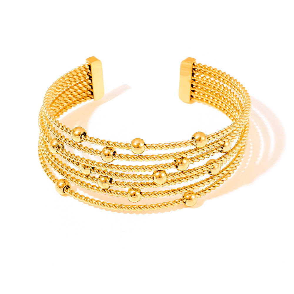 Stainless Steel Fashion Cuff Bracelets 18K True Gold PVD Plated Women's Chunky Bangles Wholesale Fashion Jewelry