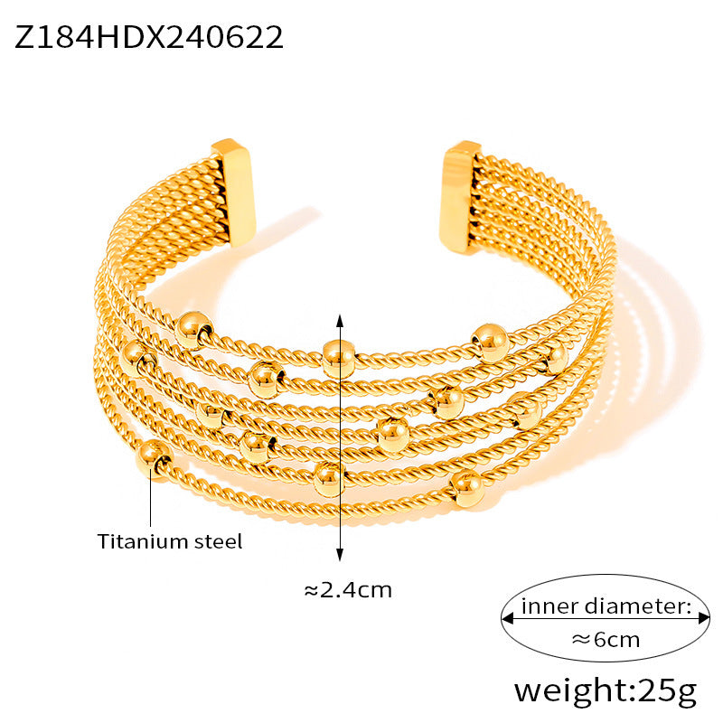 Stainless Steel Fashion Cuff Bracelets 18K True Gold PVD Plated Women's Chunky Bangles Wholesale Fashion Jewelry