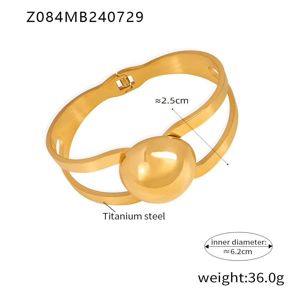 M01224B Stainless Steel Fashion Jewelry Bracelet 18K True Gold PVD Plated Wholesome Cuff Bangles