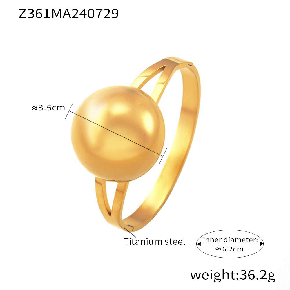 M01224B Stainless Steel Fashion Jewelry Bracelet 18K True Gold PVD Plated Wholesome Cuff Bangles