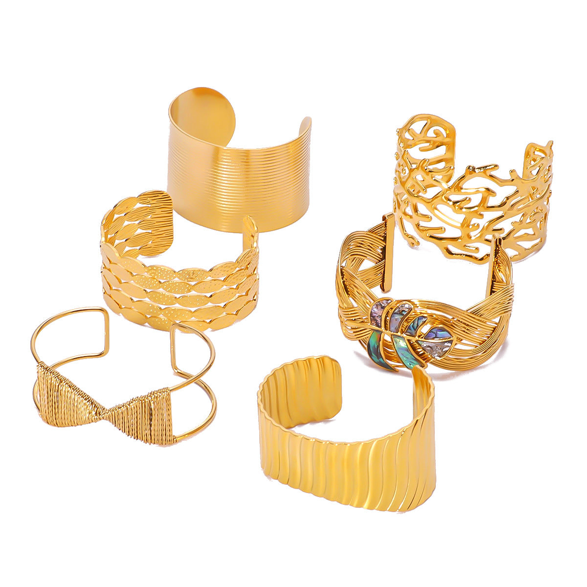 Chunky Stainless Steel 18K True Gold Plated Cute Open Cuff Bracelets & Bangles Fashion Jewelry for Girls-Gift