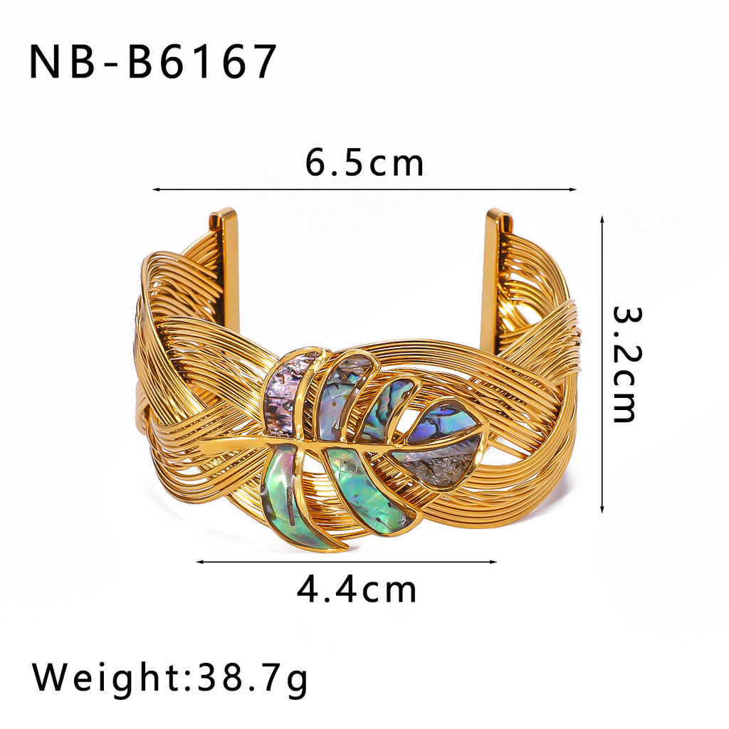 Chunky Stainless Steel 18K True Gold Plated Cute Open Cuff Bracelets & Bangles Fashion Jewelry for Girls-Gift