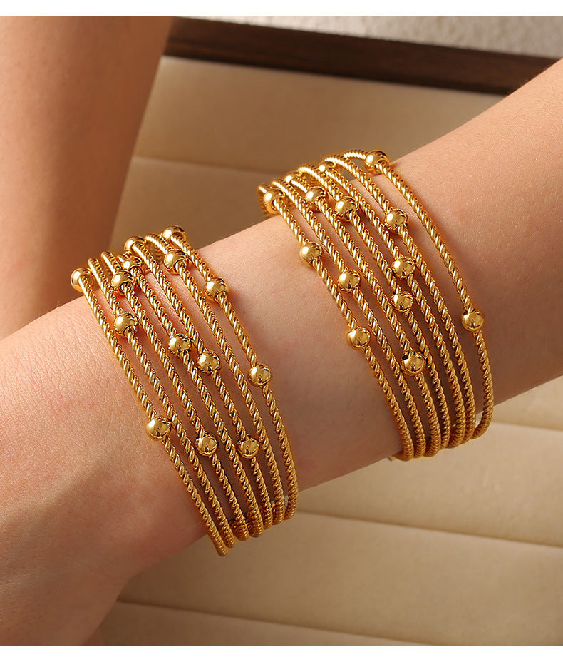 Stainless Steel Fashion Cuff Bracelets 18K True Gold PVD Plated Women's Chunky Bangles Wholesale Fashion Jewelry