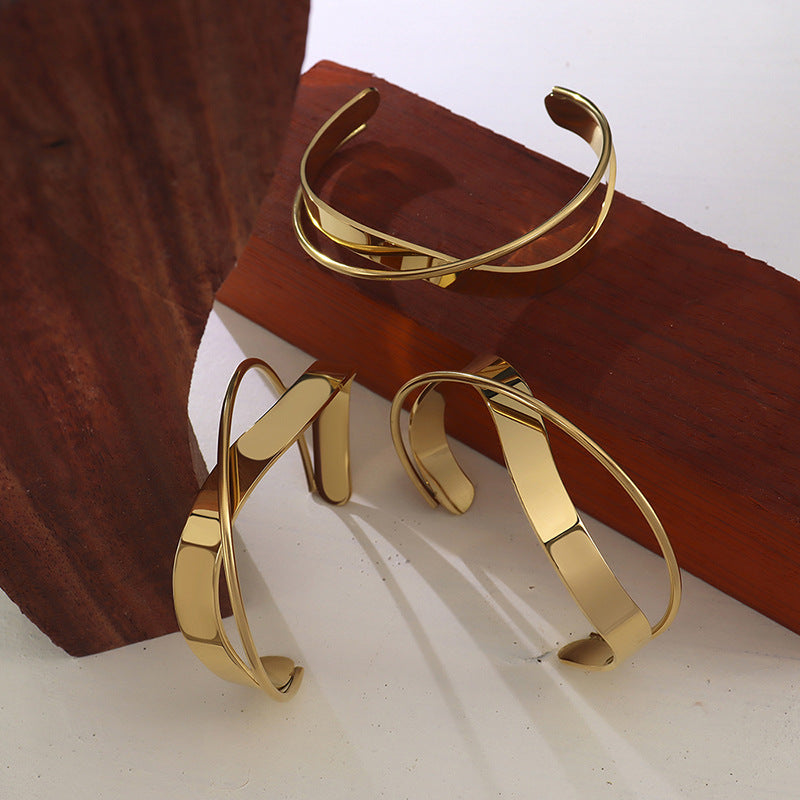 D01223B Stainless Steel Stylish Fashion Cuff Bracelets Elegant Bangles for Men and Women