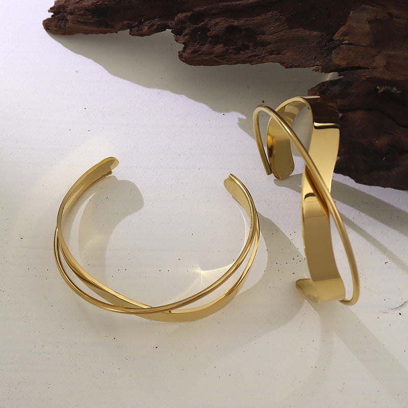 D01223B Stainless Steel Stylish Fashion Cuff Bracelets Elegant Bangles for Men and Women