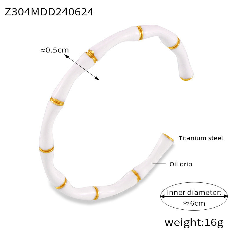 M01226B Stainless Steel Gold-Plated Cuff Bracelet Colorful Enamel Bangles Fashion Jewelry