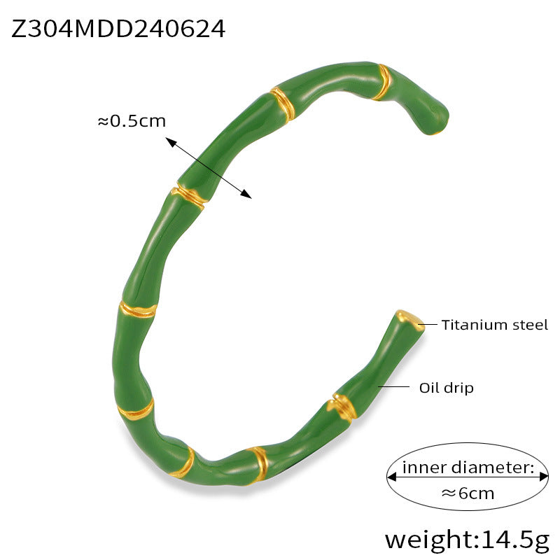 M01226B Stainless Steel Gold-Plated Cuff Bracelet Colorful Enamel Bangles Fashion Jewelry